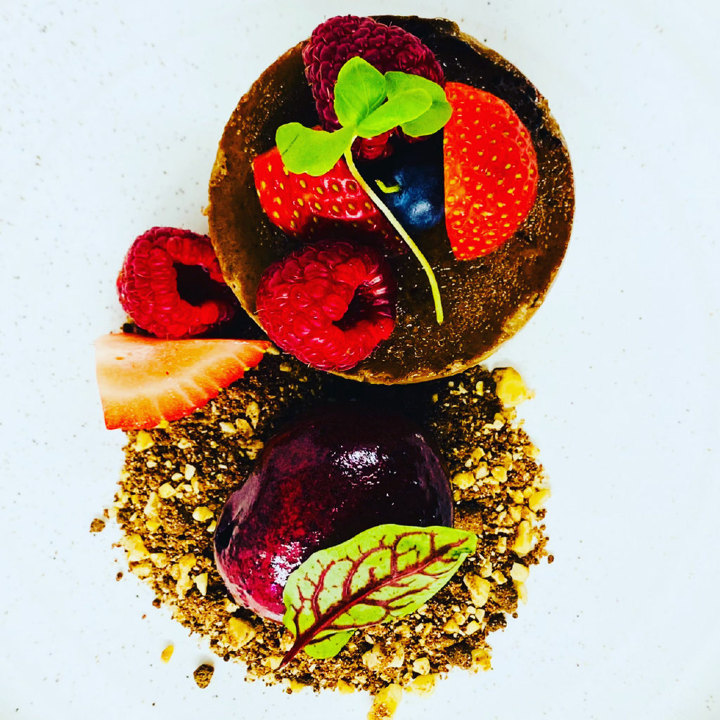 Luxurious Cake Dessert with Raspberries Blueberries and Strawberries